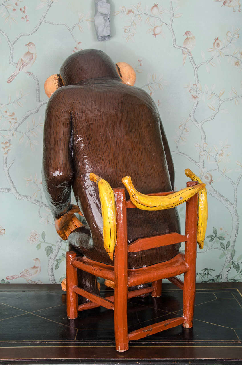 Late 20th Century Lifesize Paper Mache Sculpture of a Seated Monkey by Sergio Bustamante