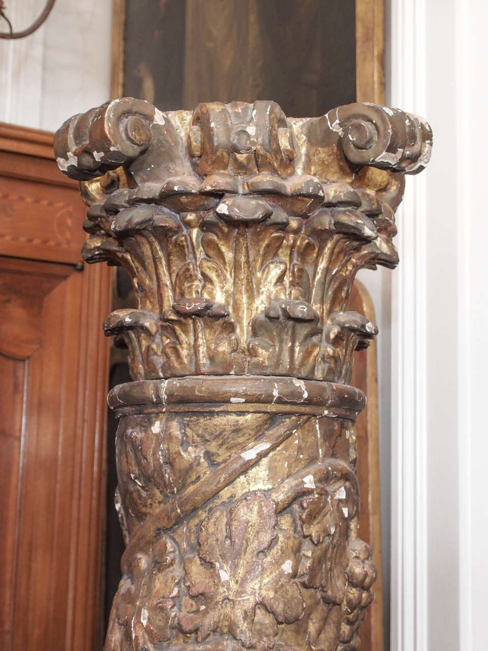 French Pair of 17th Century Solomonic Columns For Sale
