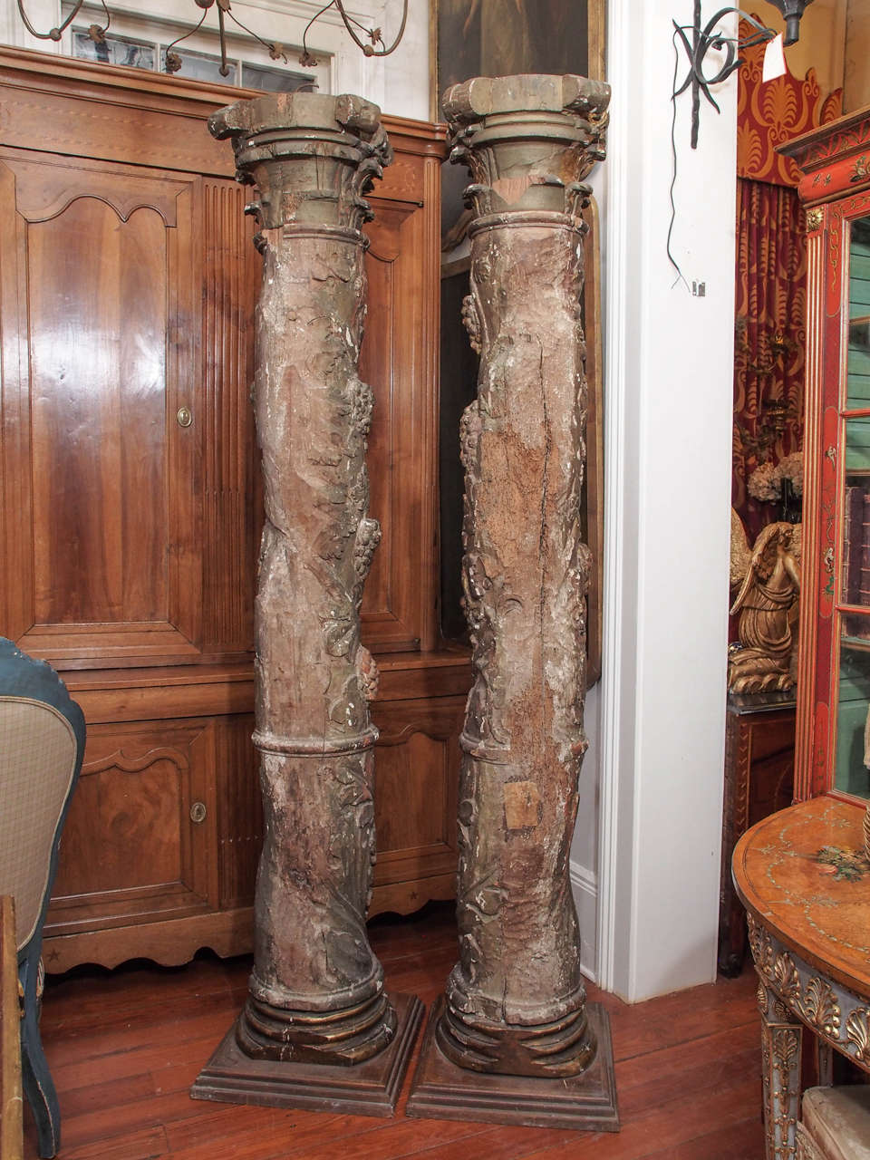Pair of 17th Century Solomonic Columns For Sale 2