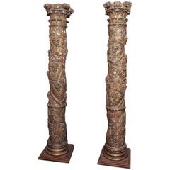 Paar salomonische Säulen aus dem 17. Jahrhundert
