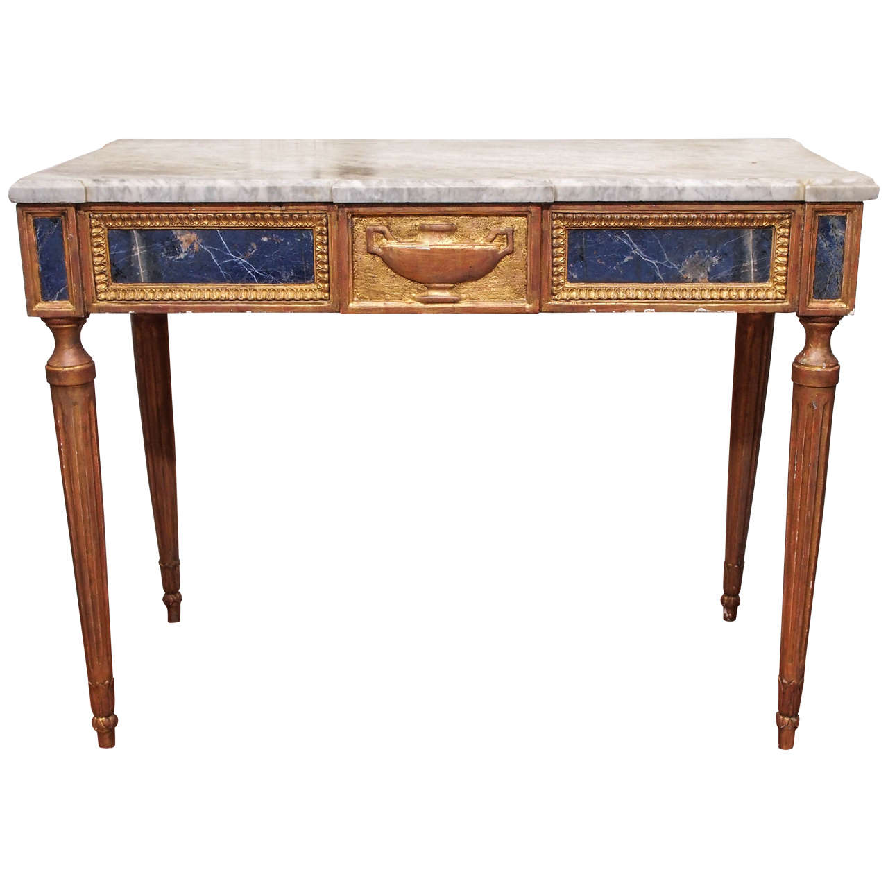 Italian Louis XVI Console Table with Lapis Lazuli Panels