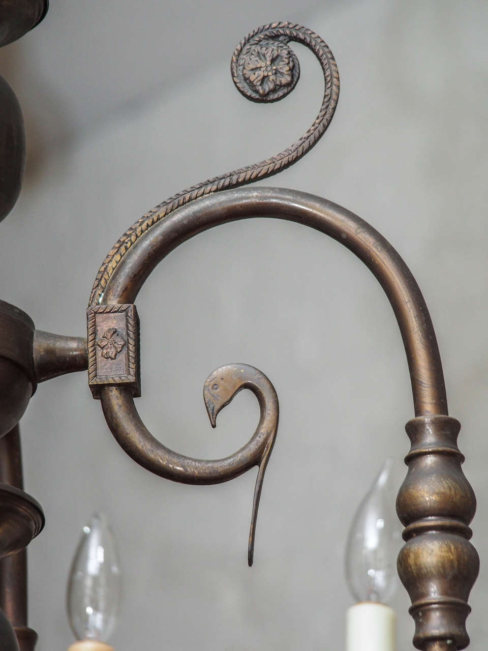 Early 20th Century Dutch Bronze Twelve-Light Chandelier