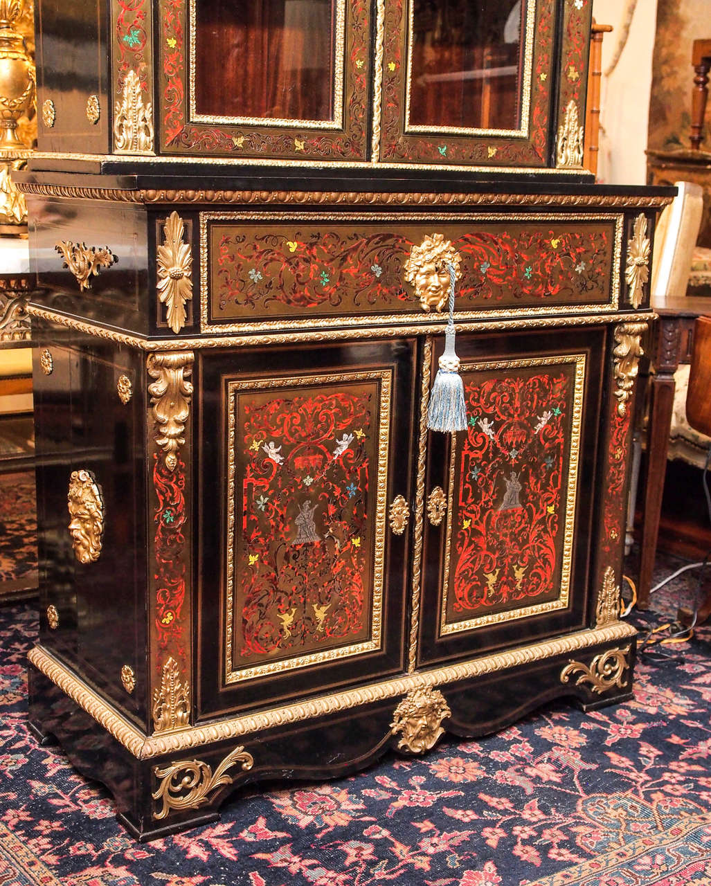 19th Century French Napoleon III Boulle Style Secretaire Bookcase