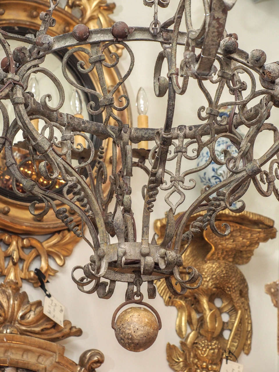 18th Century Exceptional Tuscan, Hand-Wrought Iron Chandelier with Eighteen Lights