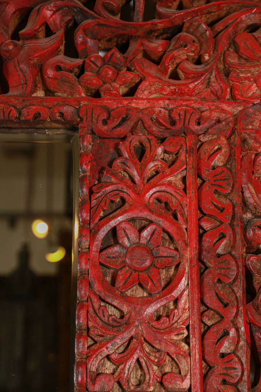 19th Century Giant Hand-Carved Anglo-Indian Mirror