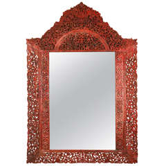 Antique Giant Hand-Carved Anglo-Indian Mirror