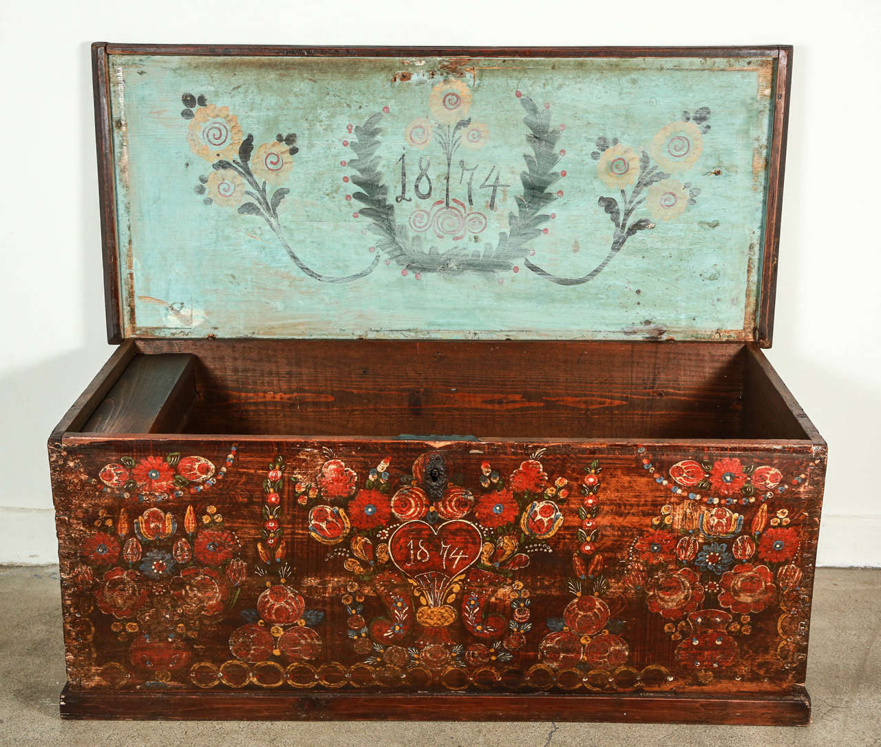 Late 19th Century 19th Century Hispano Moresque Painted Dowry Chest