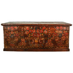 19th Century Hispano Moresque Painted Dowry Chest