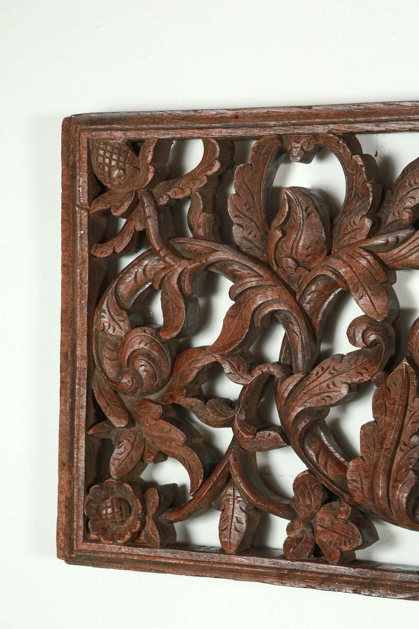 Asian Hand-Carved Wood Panel Relief In Good Condition In North Hollywood, CA