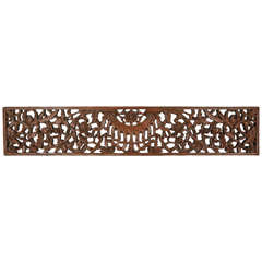 Asian Hand-Carved Wood Panel Relief