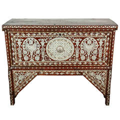 Antique 19th Century Syrian Mosaic Wedding Trunk