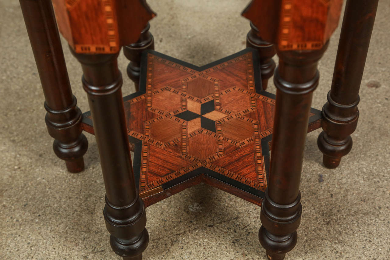 20th Century Alhambra Hispano-Moresque Marquetry Wood Side Moorish Table
