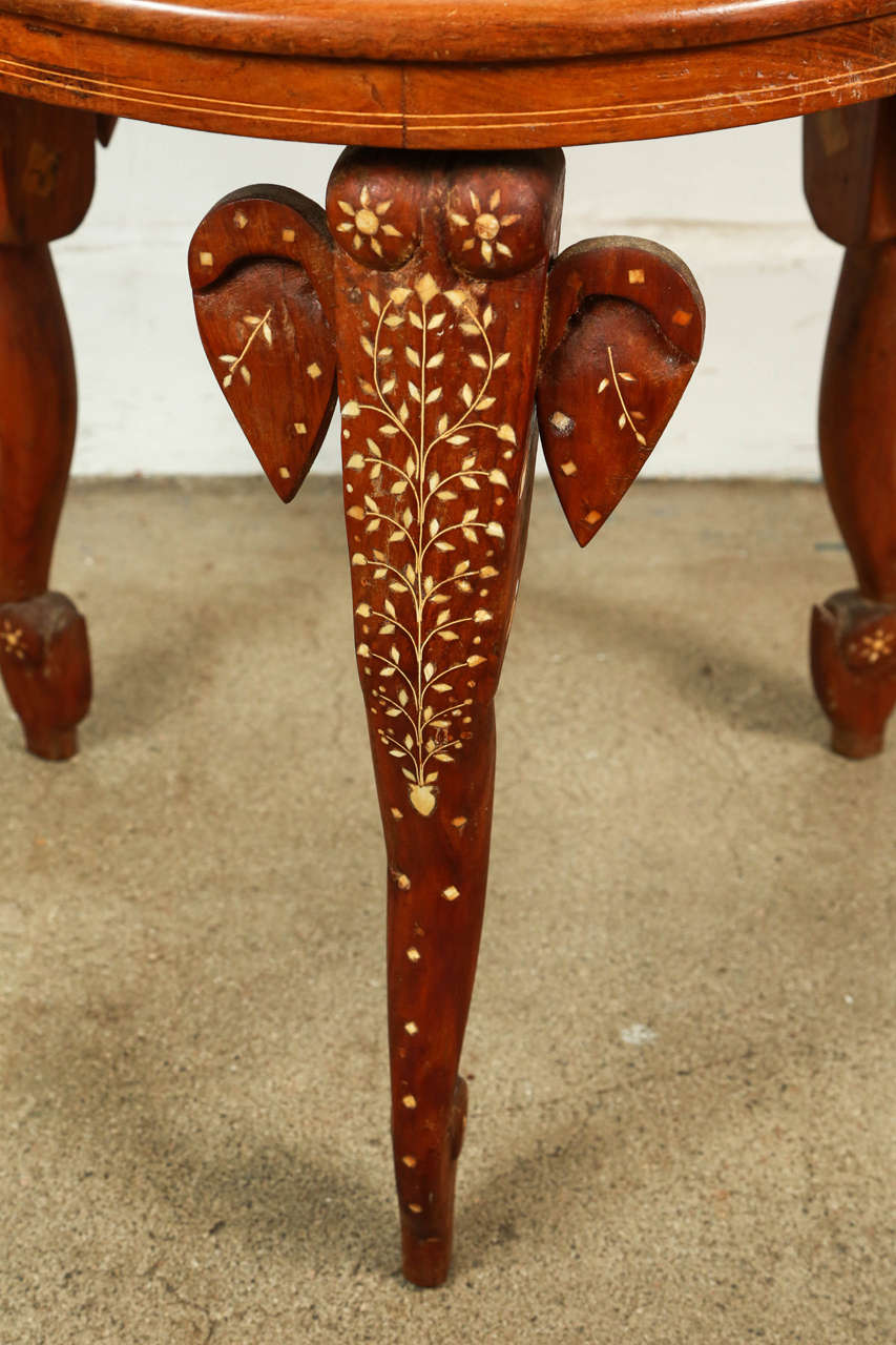 Anglo-Indian Anglo Indian Side Table Inlaid with Mother-of-Pearl and Elephant Head