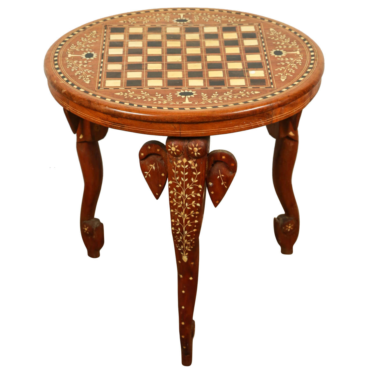 Anglo Indian Side Table Inlaid with Mother-of-Pearl and Elephant Head