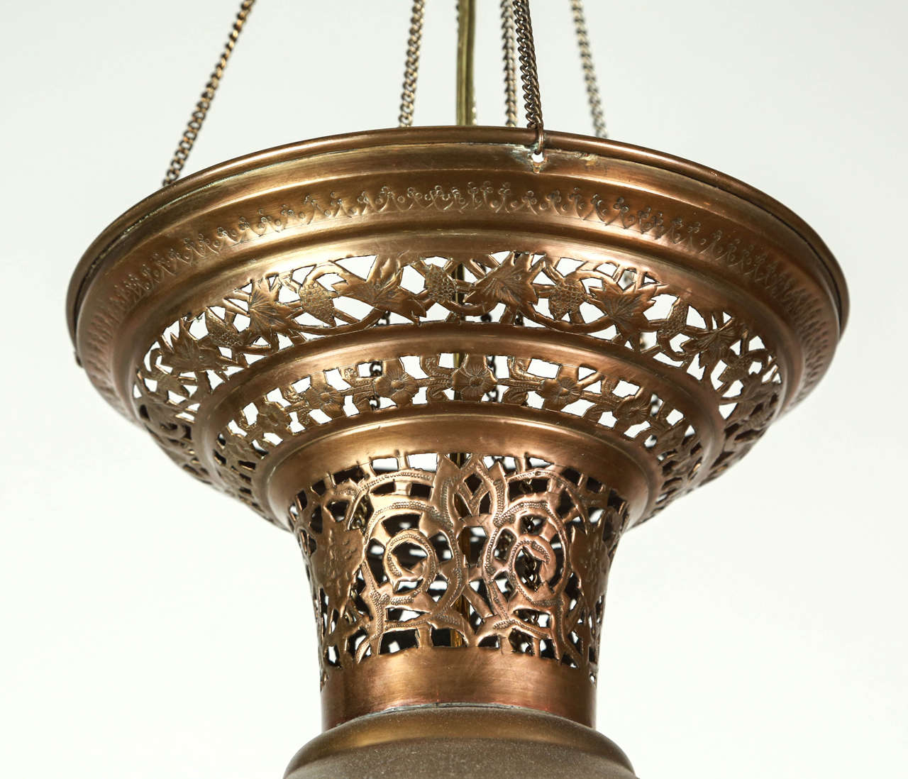 Moroccan Moorish Brass Hanging Light Fixture For Sale at 1stdibs