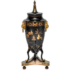 Antique Black Lacquered Pewter Hot Water Pot, Dutch, circa 1820