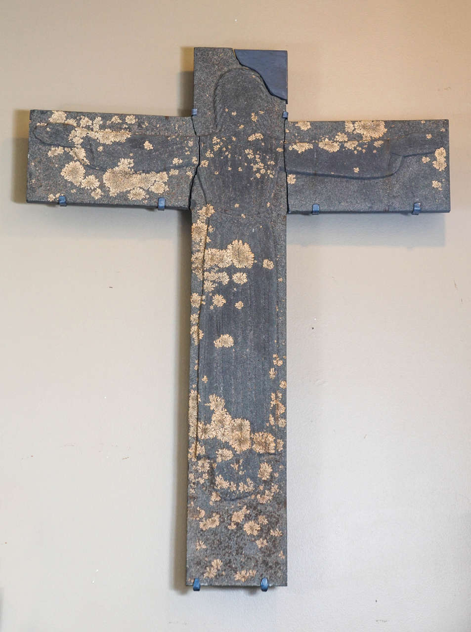 Tomas Penning, crucifix, circa 1950, bluestone, worked in the Hudson Valley with native Hudson Valley Bluestone.