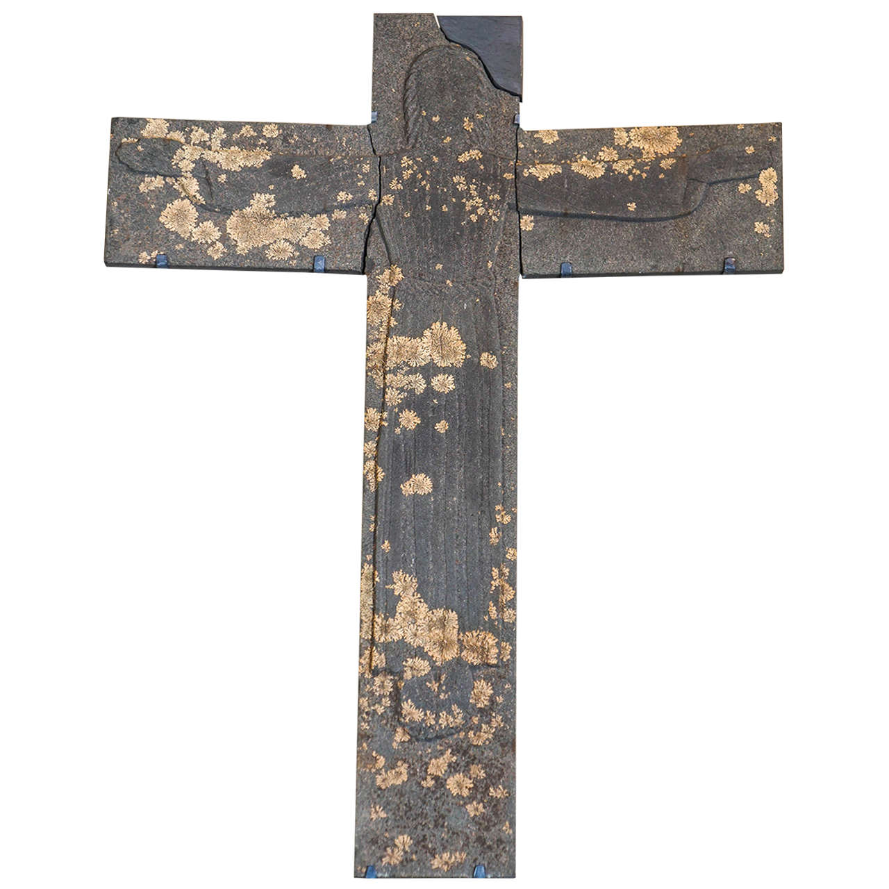 Rare Tomas Penning Crucifix Carved in Hudson Valley Bluestone, circa 1950 For Sale