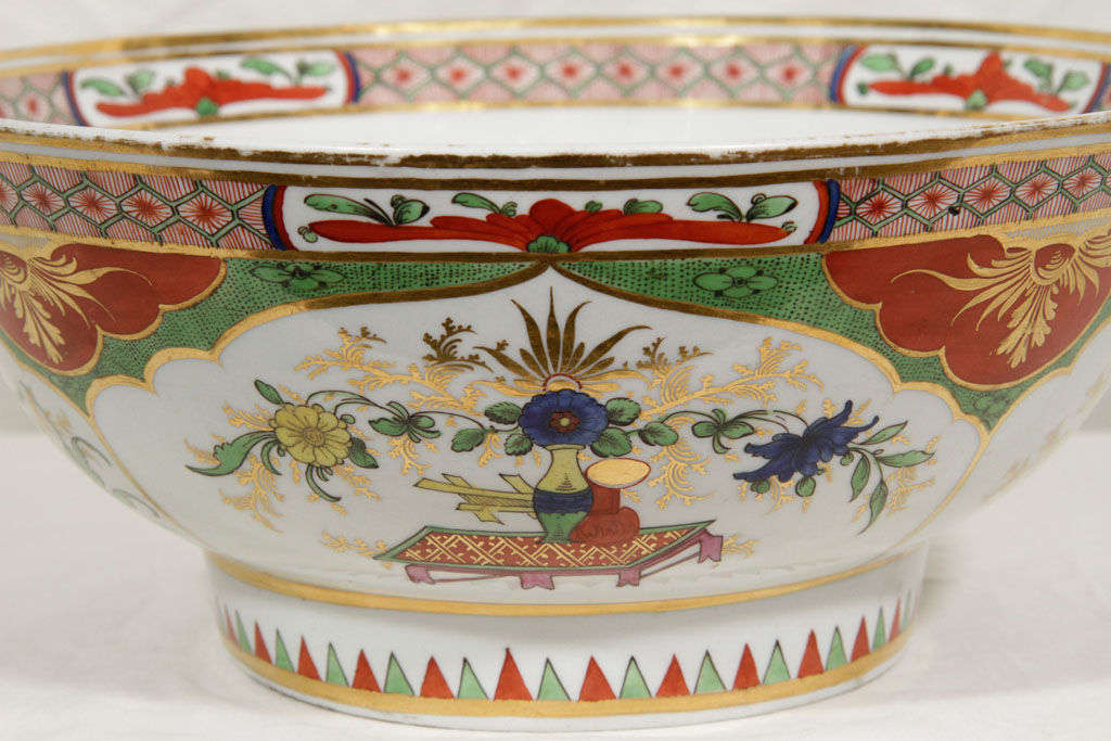 A Worcester  Dragon in Compartments Punch Bowl 2