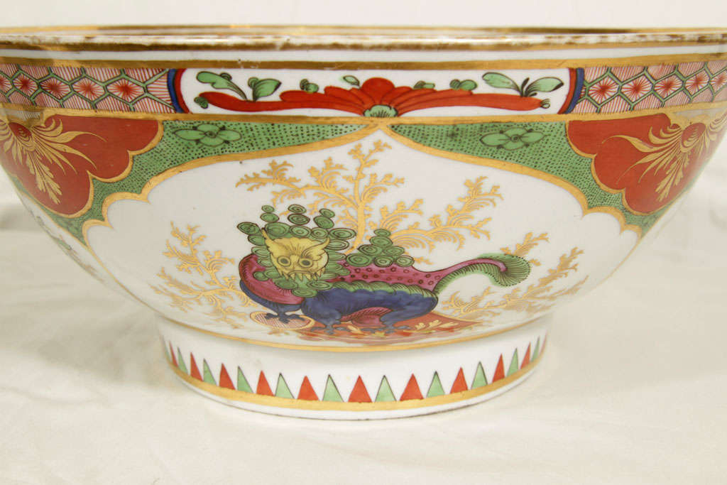 English A Worcester  Dragon in Compartments Punch Bowl