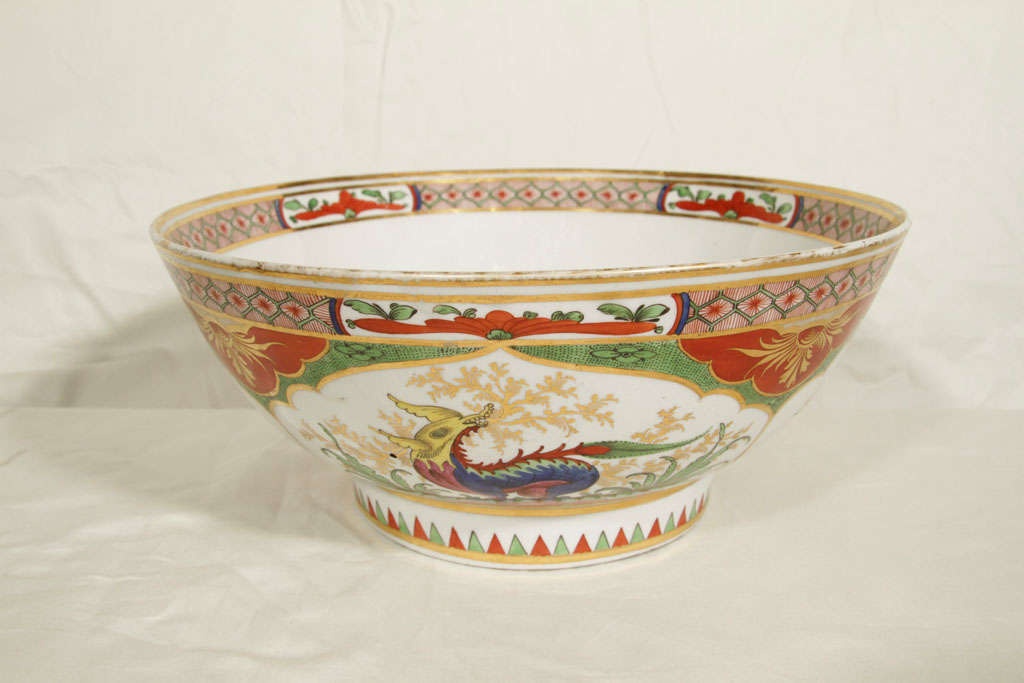 A Worcester  Dragon in Compartments Punch Bowl 1