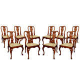 Used Set of ten mahogany Queen Anne style dining chairs