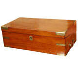 Victorian brass bounded mahogany writing slope with blue velvet