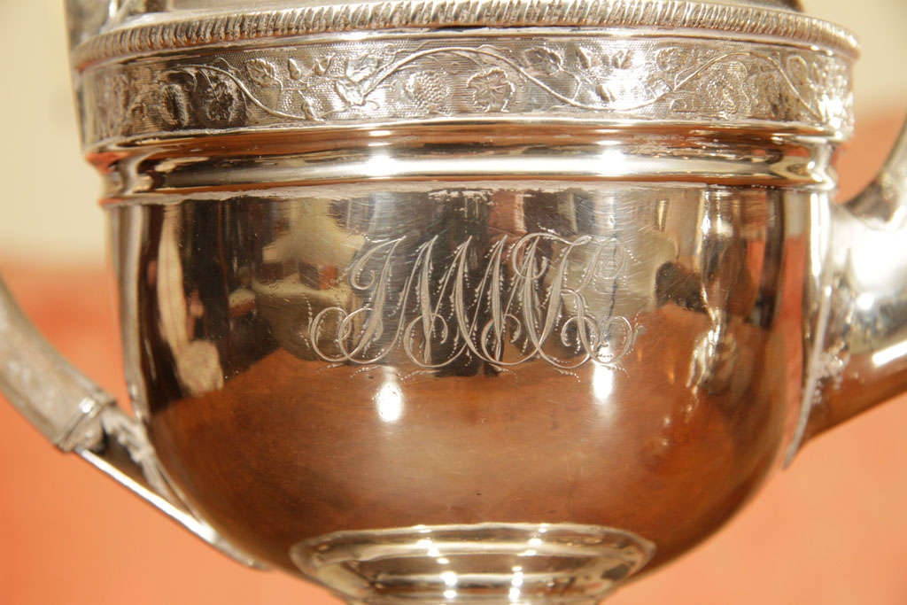 19th Century American Silver Tea Pot And Sugar Bowl For Sale