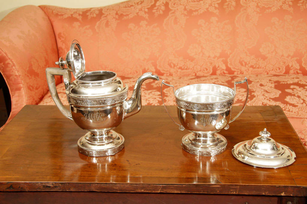 American Silver Tea Pot And Sugar Bowl For Sale 2
