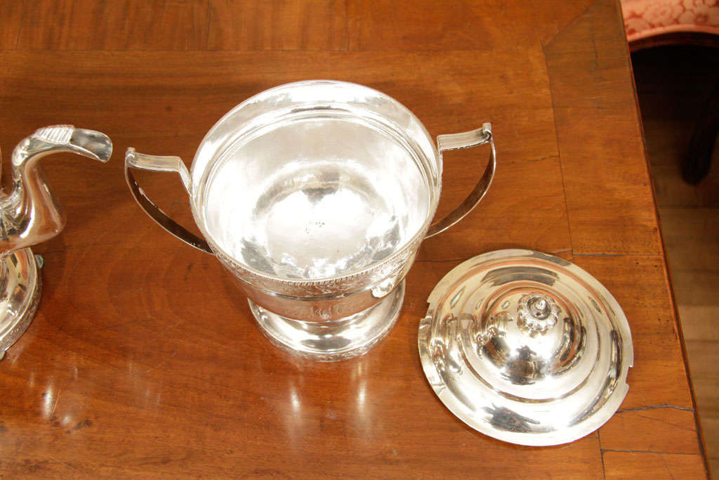 American Silver Tea Pot And Sugar Bowl For Sale 4