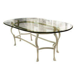 Very Stylish Mid-Century Glass Top Dining Table by Jansen