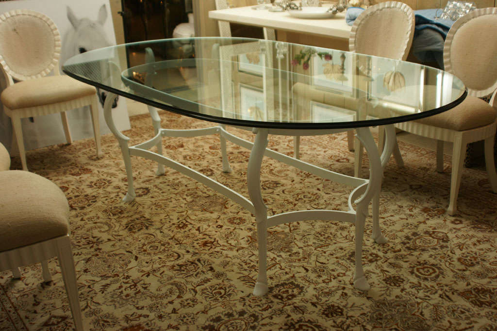 Very Stylish Mid-Century Glass Top Dining Table by Jansen