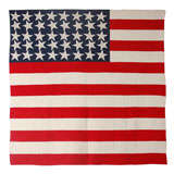 Vintage Fantastic & Folky Hand Sewn Flag Quilt W/ Forty Stars