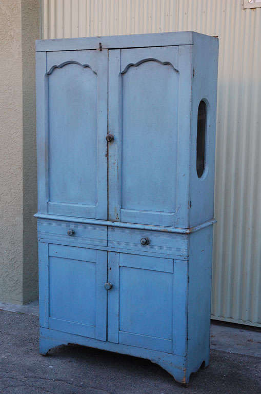 American 19thc Original Robin Egg Blue Pie Cupboard From The Midwest