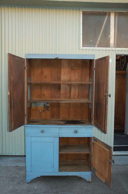 19thc Original Robin Egg Blue Pie Cupboard From The Midwest 4