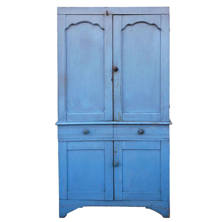 19thc Original Robin Egg Blue Pie Cupboard From The Midwest