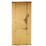 Used Early Two Door Wall Cupboard In Original Mustard Paint