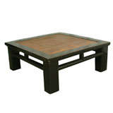 Turn of the Century Q'ing Dynasty Black Lacquered Elm and Bamboo Coffee Table