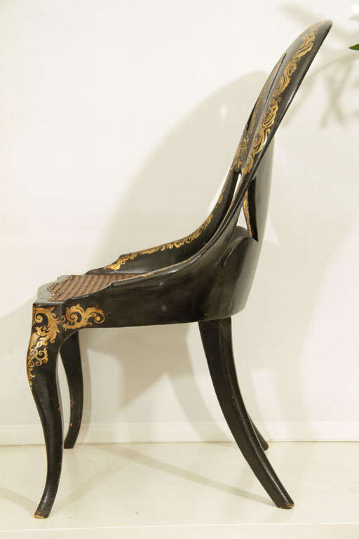 19th Century English Victorian Papier Mache Slipper Chair
