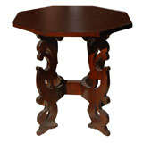Spanish Carved Walnut Octagonal Table C. 1940's