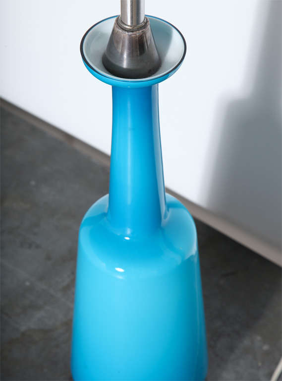 20th Century Otto Brauer for Holmegaard Turquoise Blue Cased Glass Table Lamp, Circa 1960 For Sale