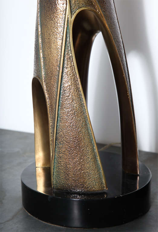20th Century Monumental Pair of Maurizio Tempestini Bronze Resin Brutalist Table Lamps, 1960s