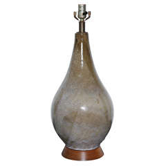 signed Lee Rosen for Design Technics Reflective Taupe Ceramic Lamp, circa 1960