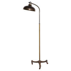 1920s rolling Iron and Brass Work Lamp with Brass Shade