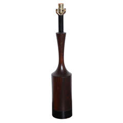 Rosewood & Black Leather Lamp