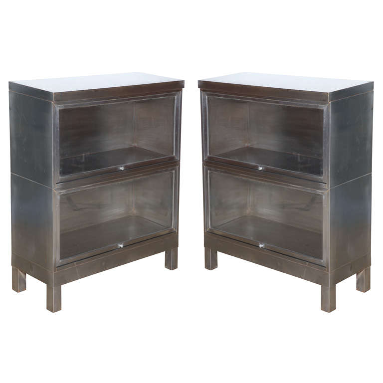 pair of Steel Barrister Bookcases