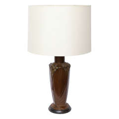 French Art Deco Patinated Bronze Table Lamp by Marionnet