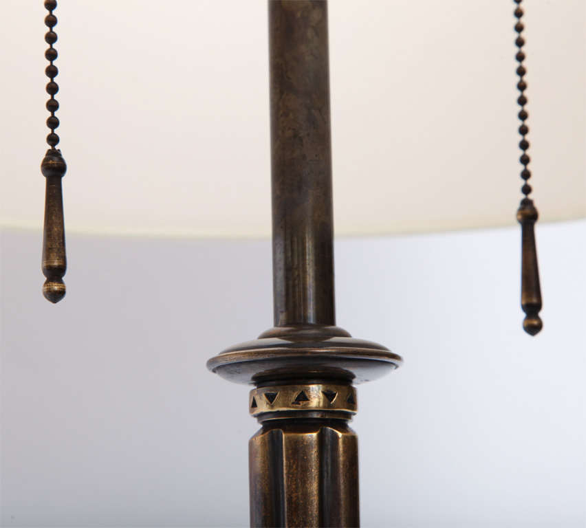 Signed Oscar B Bach Patinated Bronze Table Lamp 2