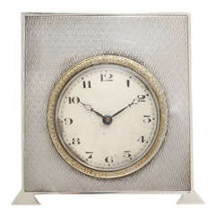 Antique Sterling Silver  Footed Table Clock