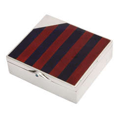 Antique Sterling Silver and Red and Blue Enamel Table Box